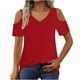 thumbnail image 2 of Conjuntos de maestra/o,Blusa informal con cuello en V para mujer, manga corta estampada, tejido suave de imitación de tela, cómoda para uso diario en casa, sopatenor, 2 of 8