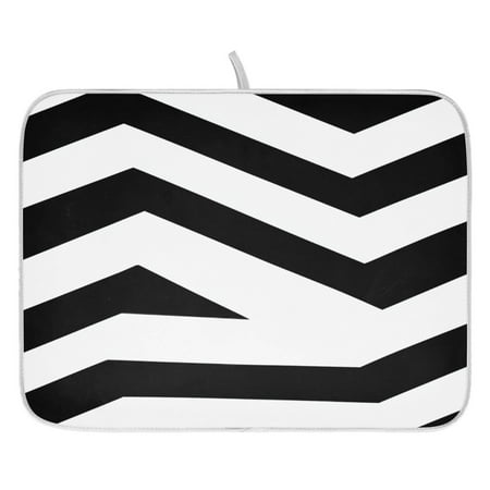 

Black and White Stripes Dish Drying Mat for Kitchen Quick Drying Absorbent Soft Durable 16 x 18