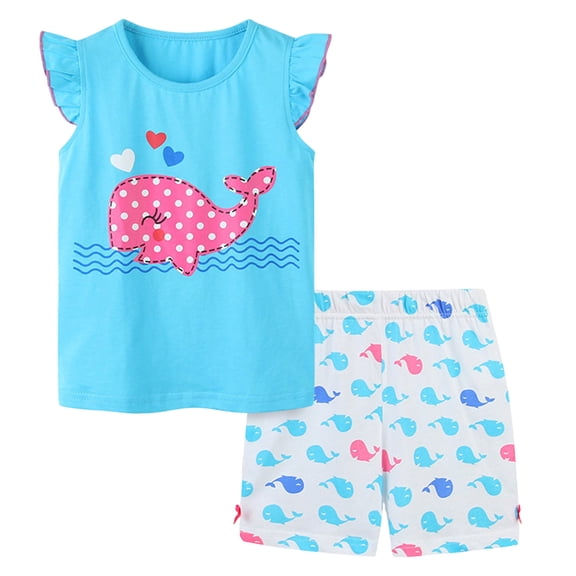 kpoplk Baby Boy Girl Summer Clothes Sleeveless Toddler Girl Tank Tops Vest T-Shirt Casual Shorts Toddler Outfits Set Size 3-4 Years,Sky Blue