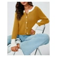thumbnail image 3 of Women's Cropped Cardigan Sweaters with Button Down Open Front Long Sleeve Fall Trendy Color Block Knit Coats, 3 of 6
