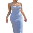thumbnail image 3 of Robes Maxi à Bretelles Spaghetti pour Femmes, Robe Longue Moulante à Découpes, Sans Manches, Dos Nu, Coupe Ajustée, Fendue, Robe Maxi Jaune G, 3 of 7