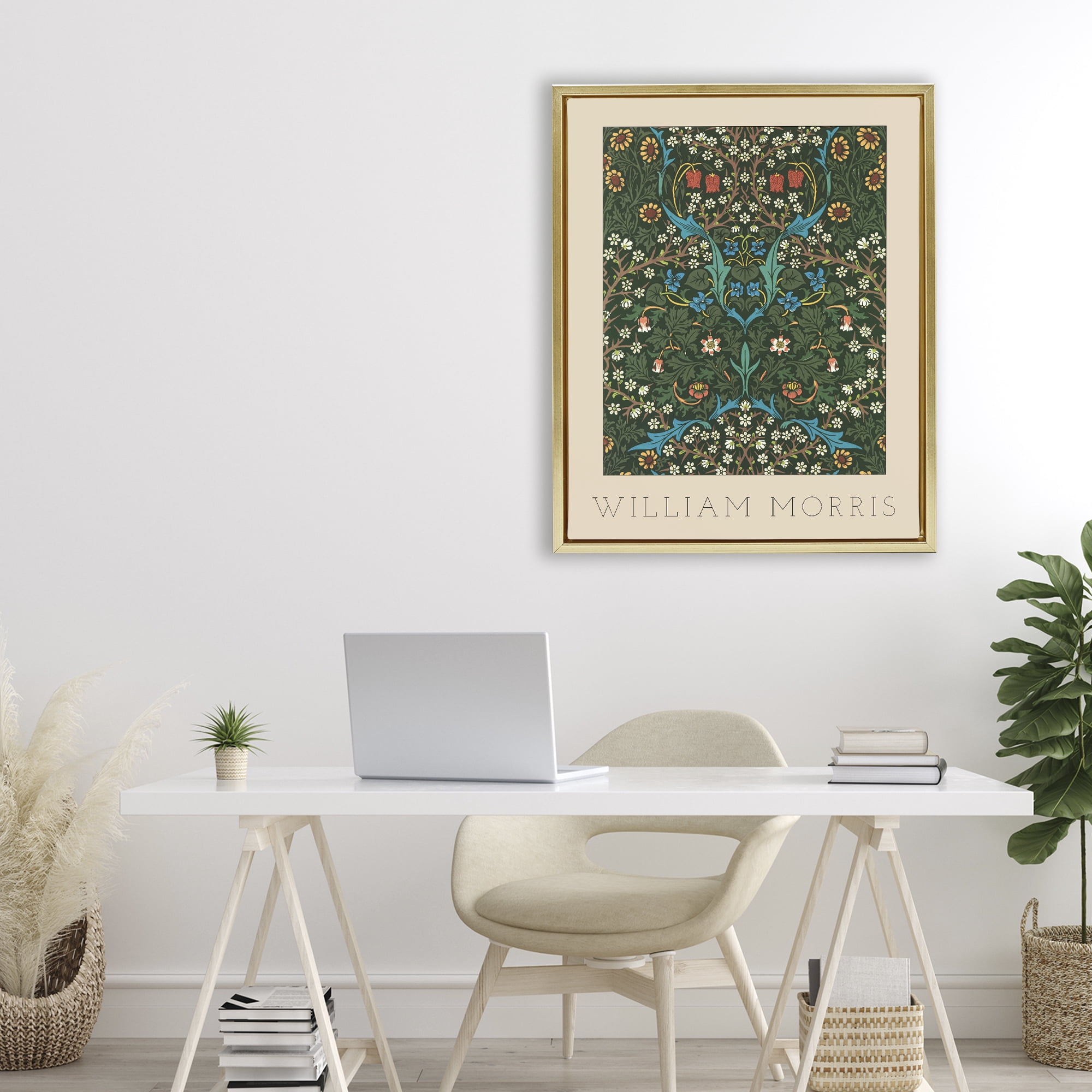 Stupell Industries Ornate Botanicals William Morris Gold Framed Floater Canvas Wall Art, design by Lil' Rue