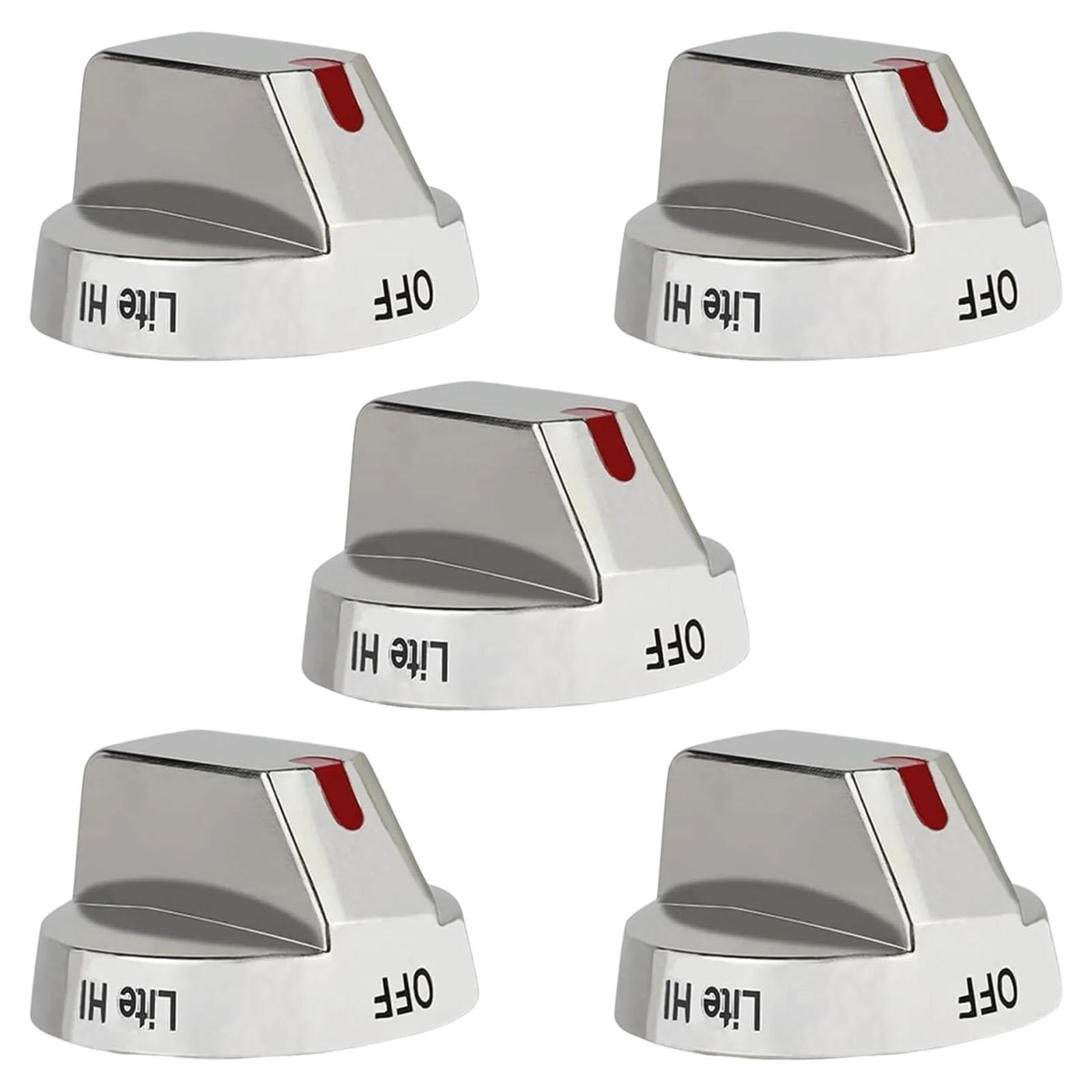 5 Pieces Cooktop Control Knobs Stove Burner Dial Upgrade Lightweight Stainless Steel for Gas Ovens