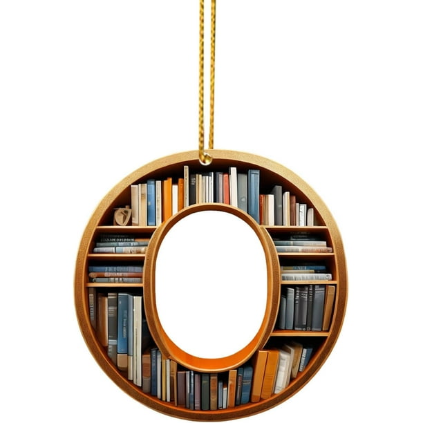 Adornos de árbol de Navidad con forma de libro, colgante de estantería con forma de letra, adorno de bibliotecario para amantes de los libros, adorno de acrílico para Navidad, regalo para amantes de l
