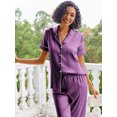 thumbnail image 6 of Avidlove Womens Satin Pajama Sets Silky Sleepwear Short Sleeve Button Down Shirts and Long Pant Loungewear 2 Piece Pjs Set S-XXL, 6 of 7