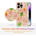 thumbnail image 2 of Case for iPhone 12 Pro Max, Colorful Retro Oil Painting Print Flower Leaf Laser Glossy Pattern Cute Curly Waves Edge Exquisite Phone Cover Stylish Durable TPU Protective Case for Women -Pink#3, 2 of 18