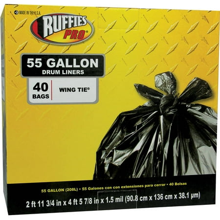 Ruffies Pro Drum Liners, 55 gal, 40 count