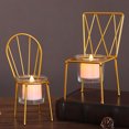 thumbnail image 4 of Metal Chair Shaped Geometric Design Tea Light Votive Candle Holders, Iron Hollow Tealight Candle Holders for Vintage Wedding Home Decor, 4 of 8
