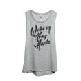 thumbnail image 1 of Thread Tank Designs - Wake Up Pray Hustle Women's Sleeveless Muscle Tank Top Tee, 1 of 4