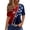 Blue5, variant on Womens 4th of July Shirt Patriotic Red White and Blue V Neck T Shirts Casual Summer Holiday Tops Fourth of July Outfit for Women