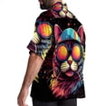 thumbnail image 3 of Retro Cat Men's Short Sleeve Shirts, Casual, Printed, Button Down, Beach Shirt - Spread Collar Tops for Summer Beach Fun, 3 of 6