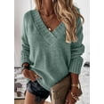 thumbnail image 4 of HOTAPEI V Neck Sweaters for Women Loose Casual Long Sleeve Pullover Sweater Solid Color Knitted Top, 4 of 6