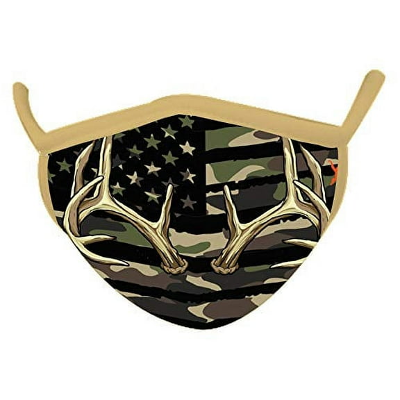 Wild Republic Wild Smiles Childs Face Mask, Great for Over Medical Face Mask, Reusable Face Mask, Washable Face Mask, Half Face Mask, Camo Green Antler Print Design, Fashion Face Mask