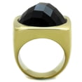 thumbnail image 3 of IP Gold(Ion Plating) Stainless Steel Ring with Synthetic Synthetic Stone in Jet for Women Jet Stone Color Style TK1925 Size 10, 3 of 4