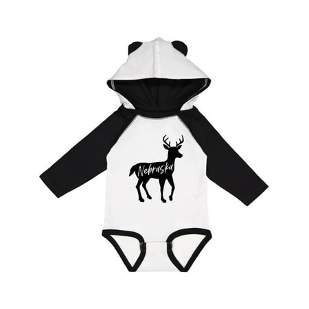 

Inktastic Nebraska Black Deer Silhouette Gift Baby Boy or Baby Girl Long Sleeve Bodysuit