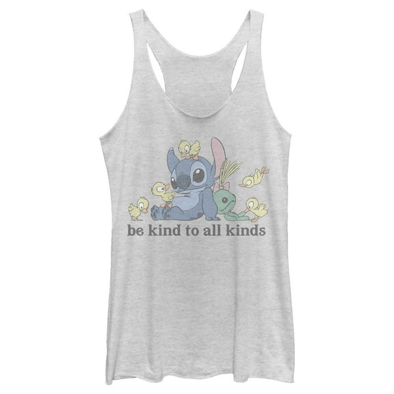 Women's Lilo & Stitch Be Kind to All Kinds Racerback Tank Top White Heather Small