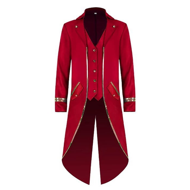 Disfraz de Halloween para hombre Disfraz de esmoquin retro de longitud media para hombre Pompotops oipoqjl40213
