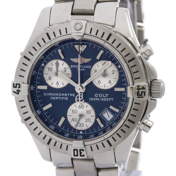 Pre-Owned BREITLING Chrono Colt Steel Quartz Mens Watch A73350 Polished