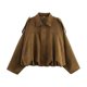 thumbnail image 1 of Chaqueta de Ante Sintético para Mujer con Solapa y Bolsillo, Estilo Piloto, Informal, de Larga, Estilo Urbano Moderno Marrón S, 1 of 5