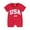 Red, variant on Aojekbee 4th of July Baby Rompers Infant Girls Boys Fuzzy Letter Flag Embroidery Crew Neck Short Sleeve Bodysuits Summer Jumpsuits