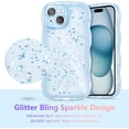 thumbnail image 2 of for iPhone 13 Case 6.1",Cute Curly Wave Case with Star Glitter,Clear Shiny Bling Soft TPU Shockproof Phone Protecive Case for Women Girls-Blue, 2 of 18