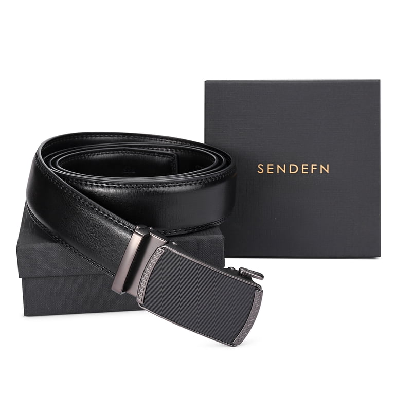 SENDEFN Men's Leather Ratchet Belt, Black photo 4