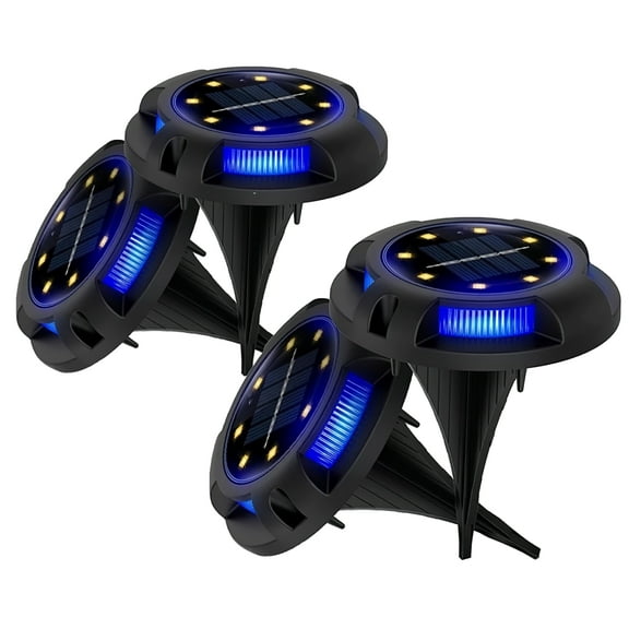 4 pcs Solar Ground Lights 8 LED Buried Lawn Lamp Yard Path Landscape Lights (Warm Blue)