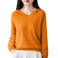 thumbnail image 2 of Women's V-Neck Hooded Knit Sweater, Soft Ribbed Pullover with Cozy Fleece Lining, Winter Warm Layering Piece for Casual Daily Wear, Comfortable Streetwear and Cold Weather Protection Gold M, 2 of 6