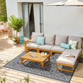 thumbnail image 7 of TacleeKii Outdoor Patio Rug 9' x 12' Reversible Camping Mat, Stain-Resistant Plastic Straw Rug, for Porch, Deck, Balcony, Beach, Garden, Gray, 7 of 7