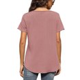 thumbnail image 4 of Camiseta de mujer Color puro Pit Strip cuello en V manga corta Top señoras suelta camiseta Casual, 4 of 6