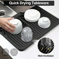 thumbnail image 4 of Silicone Dish Drying Mat for Kitchen Counter with Built-in Drain, Compact Drainer Mat for Kitchen RV Campers Travel, Fast Self-Draining Slope, Non-Slip, Multiple Use 17.7 x 11.8 Inch(Grey), 4 of 7