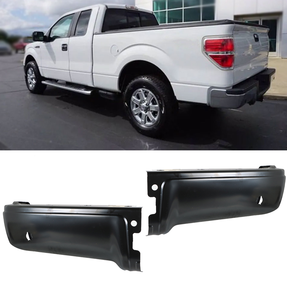 Rear Steel Bumper For Ford F-150 2009-2014 – Chrome, No Sensor Holes, Step Style