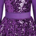 thumbnail image 5 of IBTOM CASTLE Girls Sparkle Sequins Dance Outfit Kids Latin Hip Hop Jazz Dancewear Mesh Long Sleeve Glitter Dress with Shorts Set 6-7 Years Purple, 5 of 7