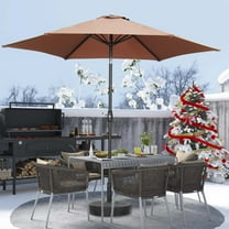 Autlaycil 9ft Outdoor Patio Umbrellas 6 Ribs with Tilt and Crank Patio Table Umbrella, for Patio Garden and Poolside, Coffee