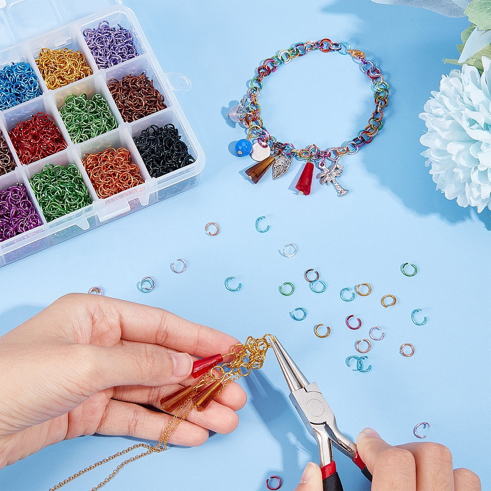 Aluminum Wire Open Jump Rings Mixed Color 6x0.8mm 4.4~5mm inner diameter about 350pcs/compartment about 8400pcs/box