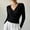 Black, variant on Womens Wrap V Neck Top Long Sleeve Ribbed Knit Surplice Pullover Tops Elegant Slim Fit Casual Cropped Sweater