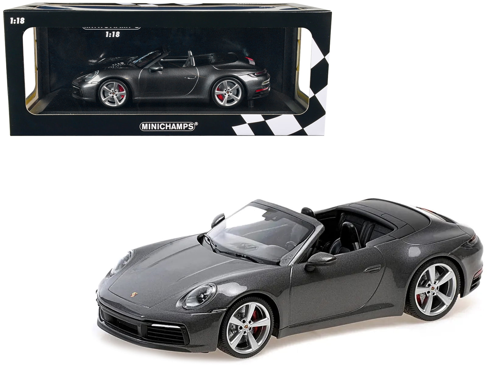 Diecast 2019 Porsche 911 Carrera 4S Cabriolet Dark Gray Metallic