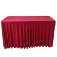 thumbnail image 3 of Table Skirt for 4ft Rectangle Tables - One-Piece Elastic Spandex Table Cover with Ruffles for Banquets, Weddings, Parties & Events - Resistant Tablecloth Skirt, 3 of 6