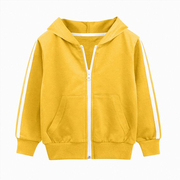 Splozh Toddler Sweater Boy 1-10 Years Baby Toddler Boys Girls Zip Up Hoodie Sweatshirt Unisex Cotton Hooded Jackets Coat Casual Fall Shirts Tops,Yellow,12-18 Months