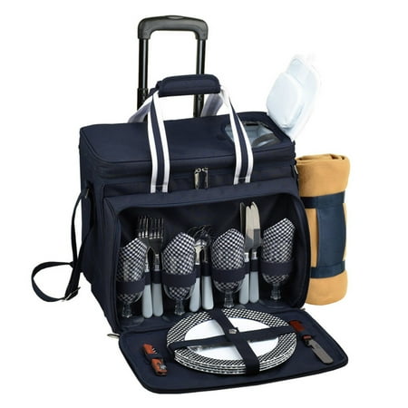 

Picnic at Ascot 4 Person Equipped Picnic Cooler on Wheels with Blanket