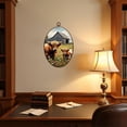 thumbnail image 4 of Canvas Wall Art Rustic Highland Cow Watercolor Farmhouse Animal Cattle Grassland Daisy Oval Framed Canvas Prints Vintage Wall Hanging Decor for Office Kitchen Bathroom Gifts For Women 8.6"x11.4", 4 of 7