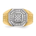 thumbnail image 3 of Diamond2Deal 14K Yellow Gold Rhodium Men's Micro Pave CZ Octagon & Greek Key Ring Size 10, 3 of 7