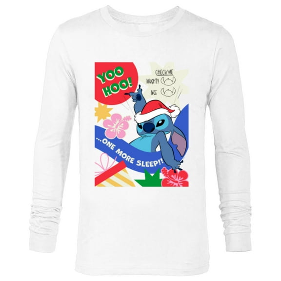 Disney Lilo & Stitch Christmas Holiday Stitch One More Sleep - Long Sleeve T-Shirt for Men - Customized-White