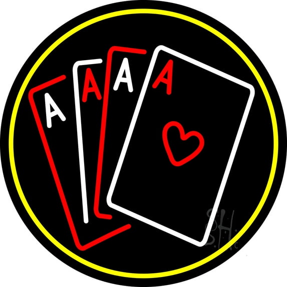 Poker Cards Icon 5 LED Neon Sign 18 x 18 - inches, Black Square Cut Acrylic Backing, with Dimmer - Bright and Premium built indoor LED Neon Sign for wall décor, arcarde, and storefront.