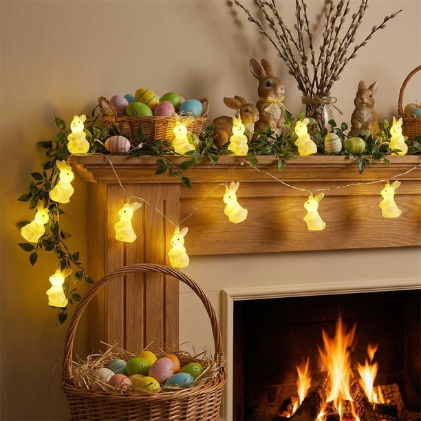 Spring Decoración del hogarations Easter Bunny Carrot String Lights Led Mini Lights Scene Decorations Ambient Lighting Decoración del hogar