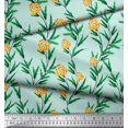 thumbnail image 3 of Soimoi Tissu Popeline de Coton Imprimé Feuilles & Roses au Mètre 42 Pouces de Large, 3 of 3