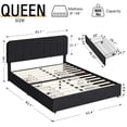 thumbnail image 2 of VECELO Queen Size Bed Frame with 4 Storage Drawers, Modern Upholstered Platform Bed Frame with Adjustable Headboard, No Box Spring Needed, Black, 2 of 16