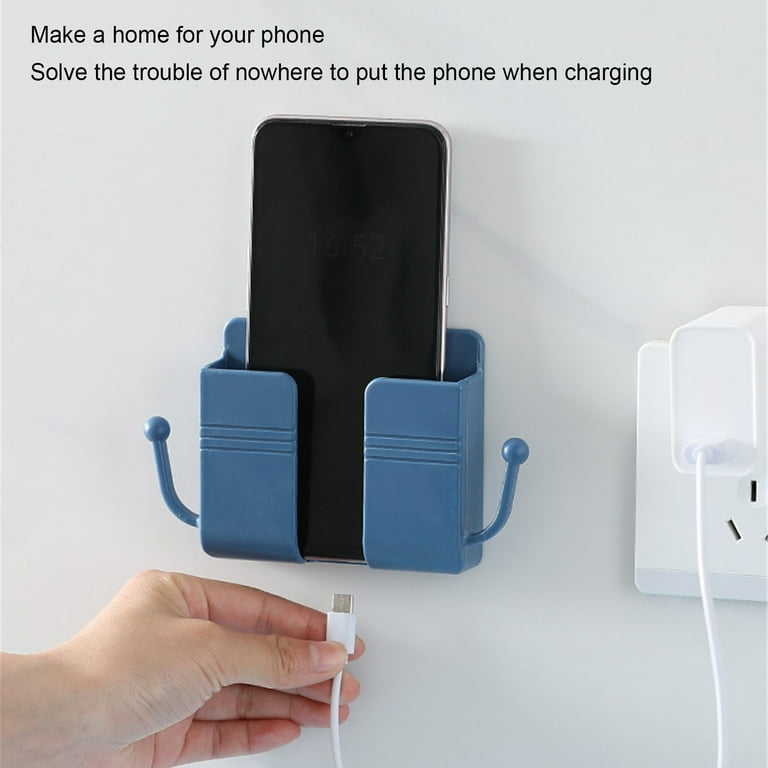 sugeryy Wall Mount Cell Phone Holder Adhesive Wall Cell Phone Holder  Charging Stand and Remote Control Stand Cell Phone Charger Outlet Pocket