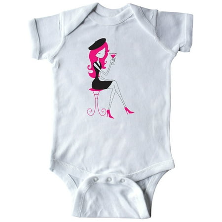

Inktastic French Girl Fashion Girl Pink Hair High Heels Gift Baby Girl Bodysuit