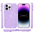 thumbnail image 2 of Glitter Clear Case for iPhone 15 Pro Max, Shining Sparkle TPU Military Grade Shockproof Cover Full Coverage Non-Yellowing Anti-Scratch Translucent Slim Lightweight Case, Purple, 2 of 7